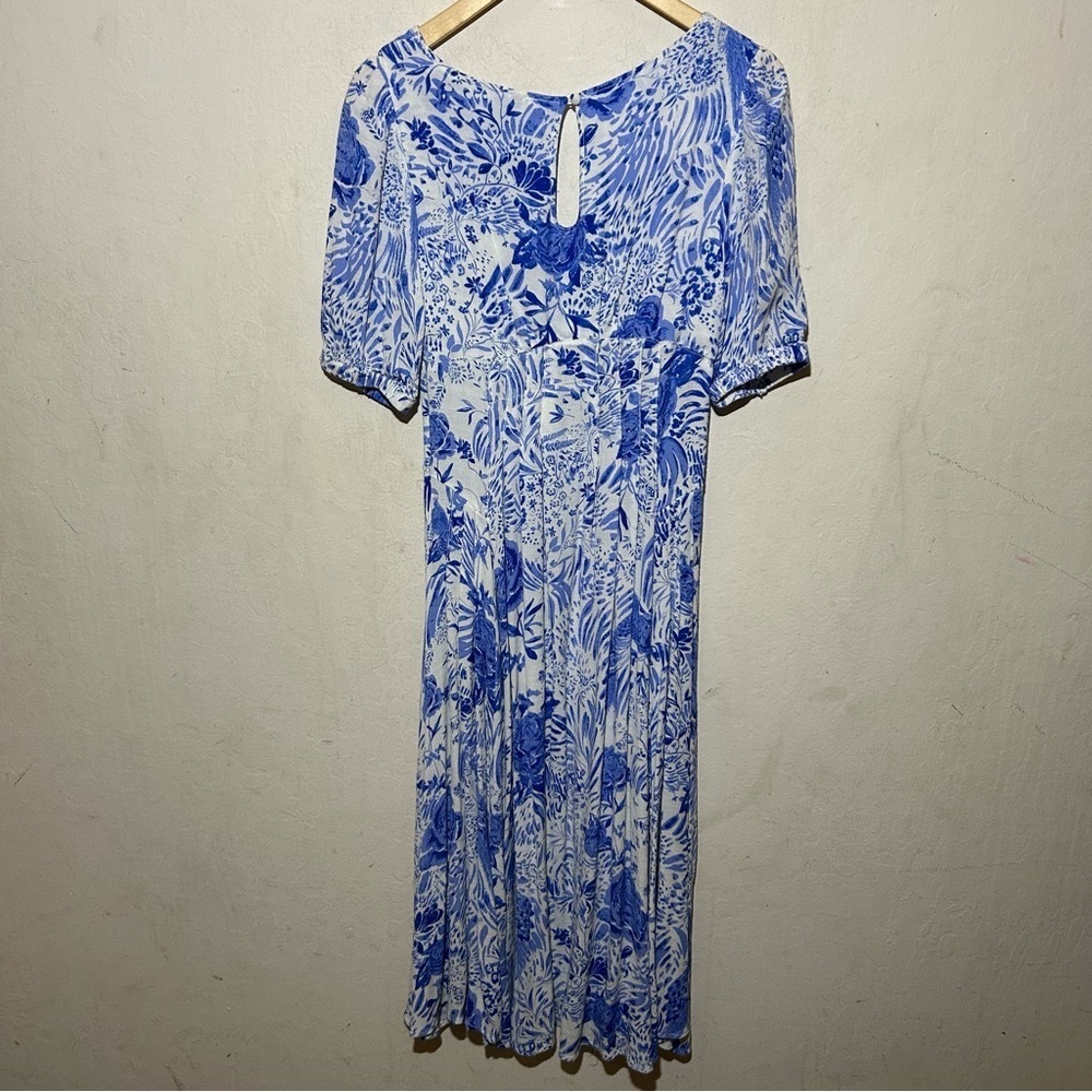 Free People Forever Always Floral Blue/White Midi Dress Size 0 - Picture 7 of 12